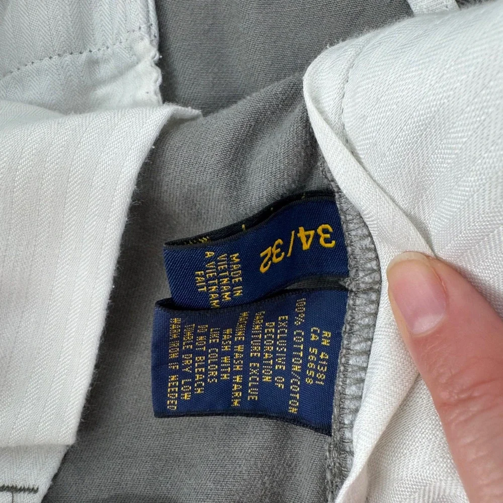 Polo Ralph Lauren Mens 34x32 Gray Slim Fit Chino Pants‎ Cotton Flat Front